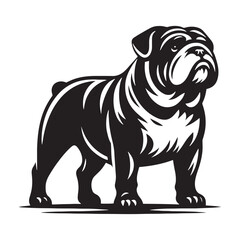 Iconic Bulldog silhouette showcasing its muscular and sturdy look - Bulldog illustration - minimal Bulldog vector - dog silhouette
