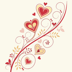 heart, love, valentine, vector, card, flower, decoration, 