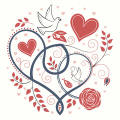 heart with floral elements