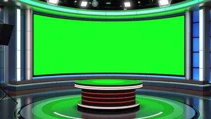 Virtual News Studio with Green Screen for Broadcast and Media Production