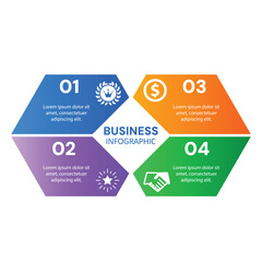 Modern infographic 4 options or steps template with business success icons design