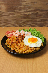 Delicious Shrimp Fried Noodles with Egg and Vegetables