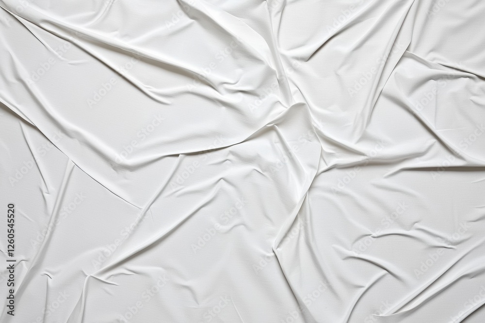 Aufkleber Soft folds of white crumpled fabric creating a textured surface, adding depth and an artistic effect to design projects