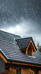 Stunning Home Exterior in a Stormy Weather with a Detailed Roof