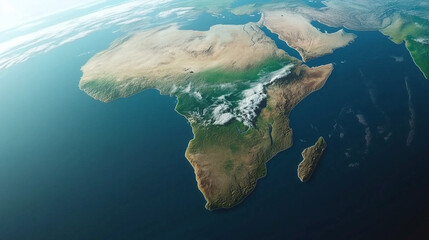 African continent splitting, ocean rift forming, geological evolution in progress