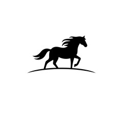 Simple Black Animal Silhouette Logo Horse