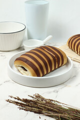 Delicious Striped Chocolate Bread on White Plate