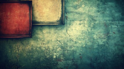 Moody grunge textured wall three vintage frames. AI Generated