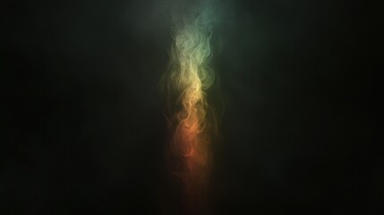 Ethereal Column of Light and Particle Dust Against a Dark Background