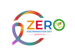 Zero Discrimination Day is observed annually on March 1st to promote equality, inclusion, and the right of everyone to live a full and productive life. Hands and  Multicolored rainbow butterflies fly.