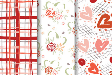 Valentines Day Background and wallpapers hearts lines an flowers patterns
