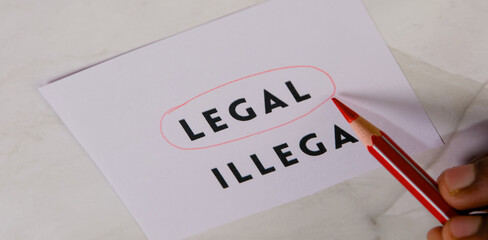 Comparing legal and illegal concepts using colored pencil