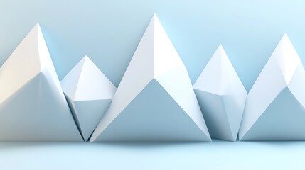 Serene pastel blue pyramids softly illuminate a minimalist scene. AI Generated