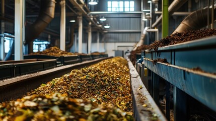 Industrial Composting Facility with Organic Material in Processing