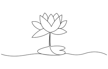 Continuous one line Water Lily Drawing