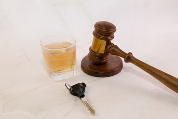 Legal consequences of drinking and driving with gavel