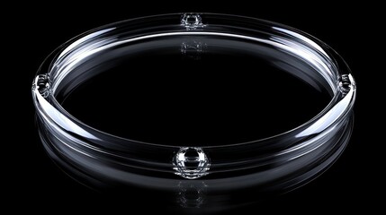 Elegant circular glass tray with a glossy finish on a black background