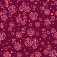 Red And Maroon Heart In Circle Mandalic Style Pattern