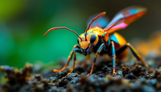 Colorful Wasp Close Up - Macro Insect Photography