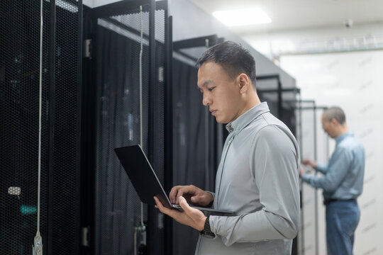 engineer working in data center