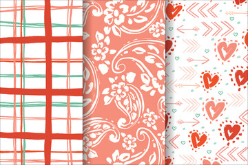 Valentines Day wallpapers Floral Lines And Paisley All over Pattern