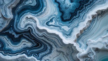 Obraz premium Elegant blue and white marble texture background with organic swirls and fluid stone pattern creating a sophisticated and artistic modern design ideal for decorative and creative projects