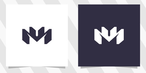 letter vm mv logo design
