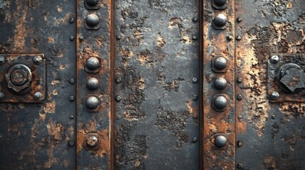 Fototapeta premium Rustic Metal Texture Darkly Patinaed Steel Panels. AI Generated