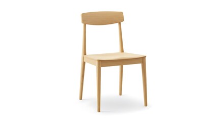 Wooden Chair Isolated on White Background Modern Furniture Design