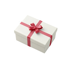 Obraz premium White gift box with red ribbon isolated on a transparent background (4)