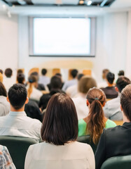 Obraz premium large audience attentively listens to a presentation in a conference room