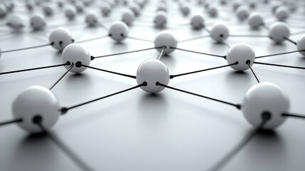 Fototapeta premium Interconnected white spheres form elegant network depicting complex system. AI Generated
