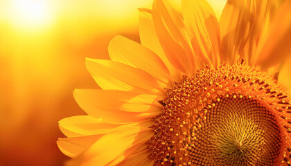 Obraz premium close-up of a vibrant sunflower in golden sunlight