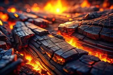 Charred Wood Texture: Warm, Cracked Surface Background