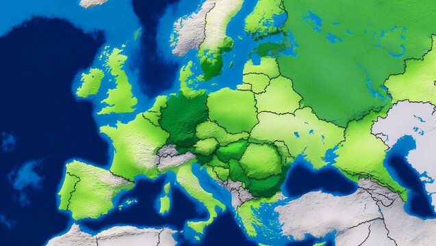 A comprehensive map highlighting europe's green conservation areas