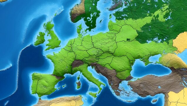 A detailed map highlighting europe's green conservation zones
