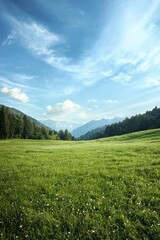 Obraz premium Enveloped in the sun’s light, the town of Lauterbrunnen showcases its beautiful landscape within the Swiss Alps, in Switzerland, Europe