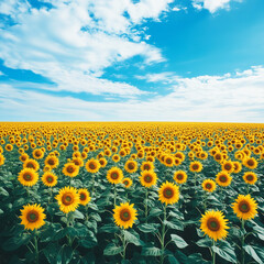 Obraz premium A field of sunflowers, the symbol of wealth.