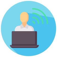 online worker vector round flat icon