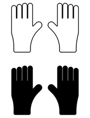 Set of Gloves Vector, Line and Fill Icons, Editable Strokes Vector Illustration