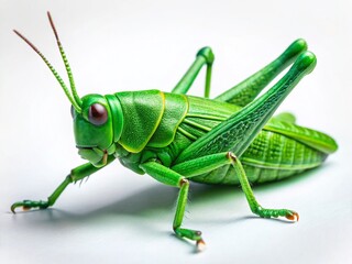 Close-up Green Grasshopper Toy Isolated on White Background -  Perfect for Children's Product Photography