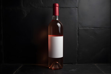 Rose Wine Bottle with Blank Label
