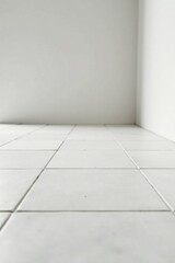 Clean White Tiles in a Corner Room with Minimalist Design
