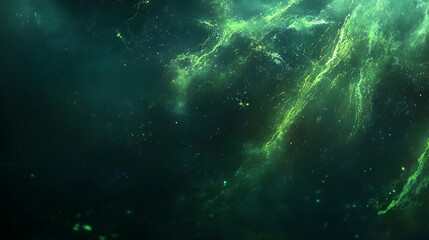 Obraz premium Abstract green nebula texture background, perfect for design projects needing a cosmic or fantasy feel. Ideal for websites, presentations, or artistic visuals.