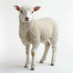 Fototapeta premium Lamb standing, white background, farm animal, agriculture