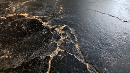 Dark stone surface with cracks and texture. Close up view. Possible use for background design