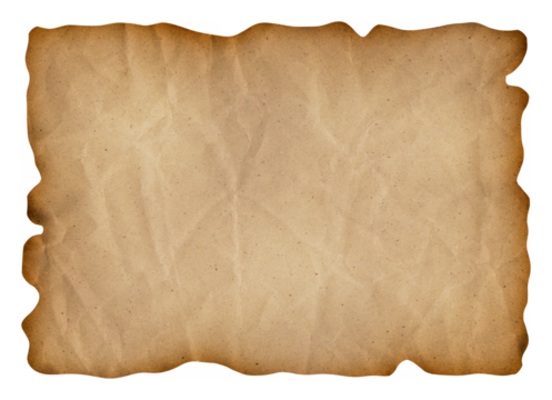 realistic treasure map, paper scroll template, isolated, extracted on transparent background, png file