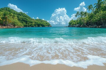 Sunny days on a tropical Caribbean beach, surrounded by palm trees and turquoise water, make for an ideal island vacation during the hot summer months