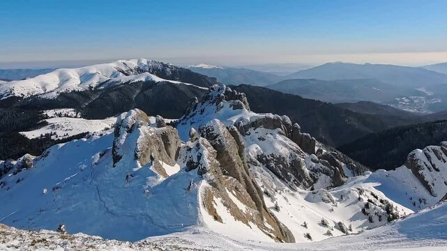 Authentic winter conditions , high up in the Ciucas Mountains  , part of the Carpathian range in Romania, Eastern Europe.