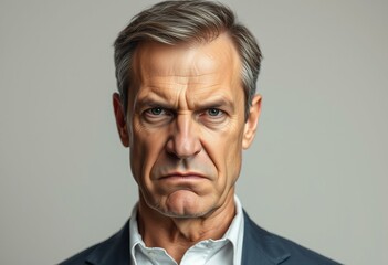 Obraz premium Angry male portrait with neutral background